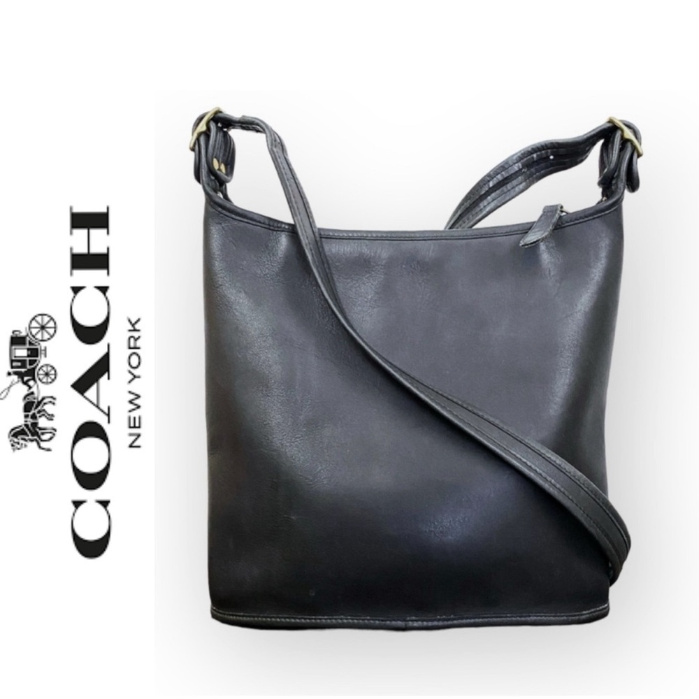 Vintage Coach 1996 medium sized duffle bag with zipper closure, black leather - Picture 1 of 16